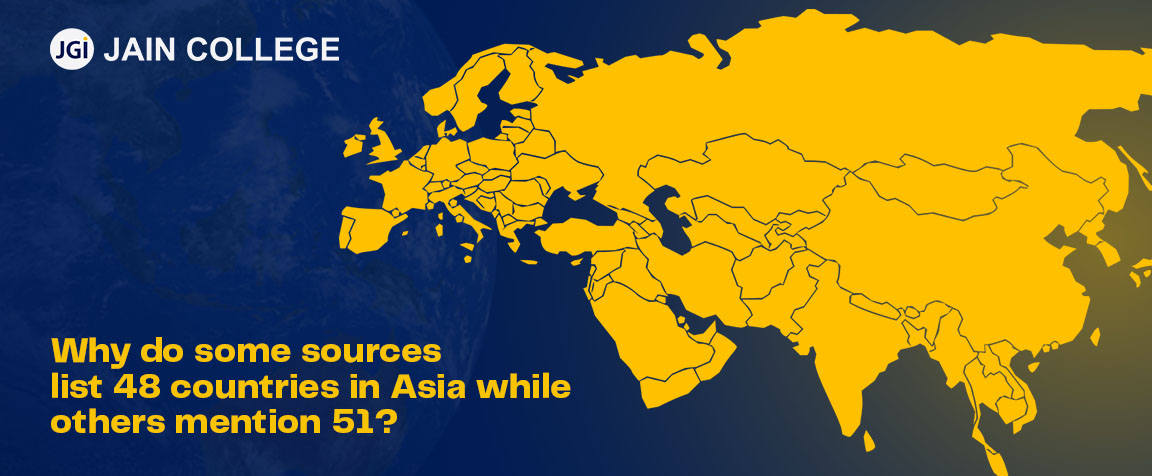 Why do some sources list 48 countries in Asia while others mention 51?
